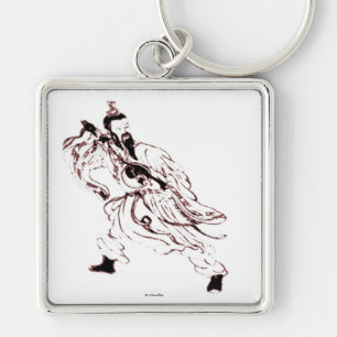 Taoist Keychain Fyrkantig Silverfärgad Nyckelring
