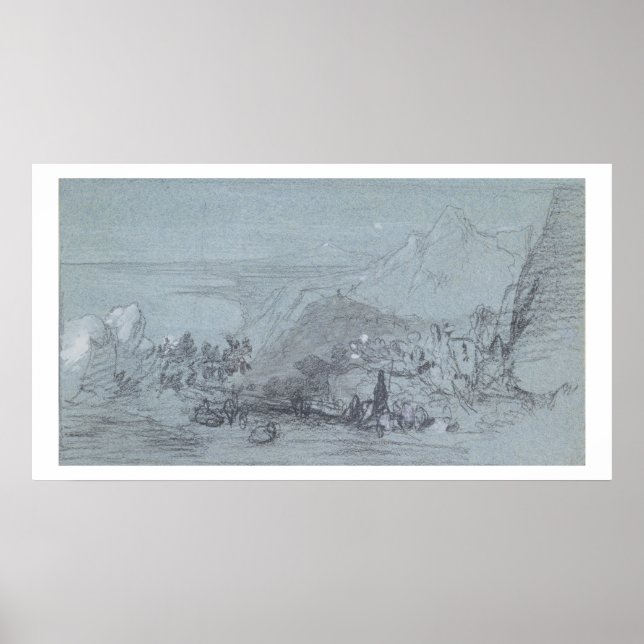 Taormina, från "Views of Sicily" (krita och gouach Poster (Framsidan)