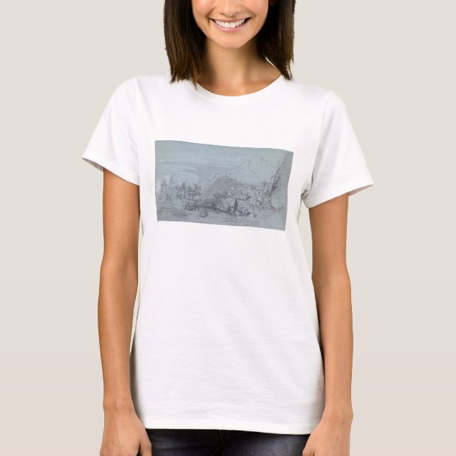 Taormina, från "Views of Sicily" (krita och gouach Tee Shirt (Framsida)