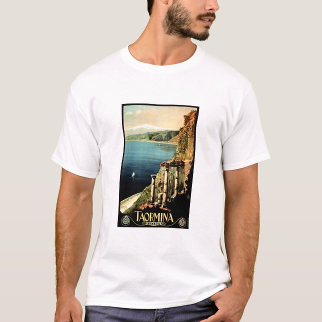 TAORMINA ITALIA Sicilien Old Italien ENIT Travel A T Shirt (Framsida)