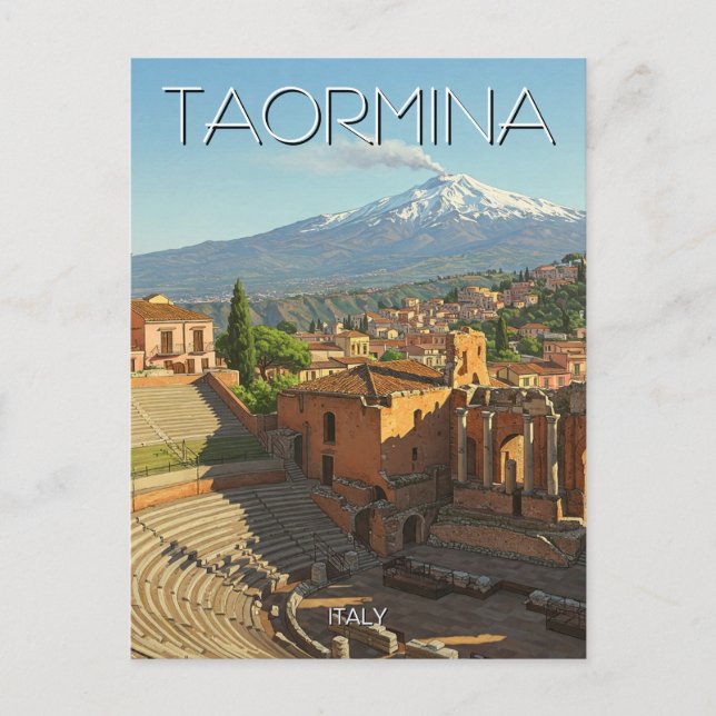 Taormina Italien Etna berg Vykort (Framsida)