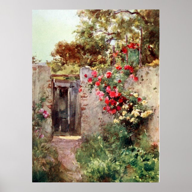 Taormina Italien Flowers 1918 Huge Kanvastryck Gic Poster (Framsidan)