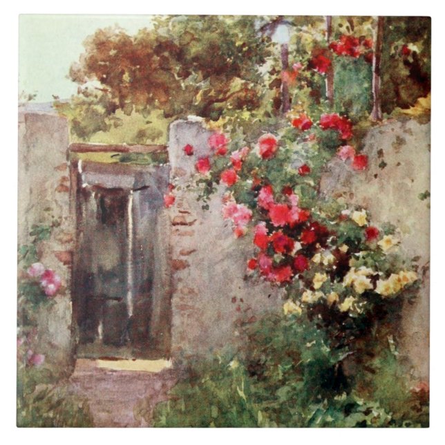 Taormina Italien Flowers 1918 Kakelplatta (Framsidan)