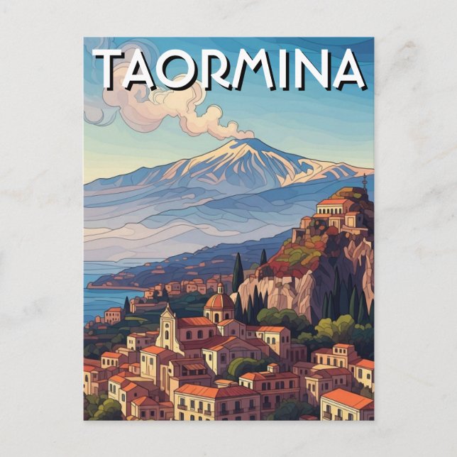 Taormina Italien Mount Etna Vykort (Framsida)