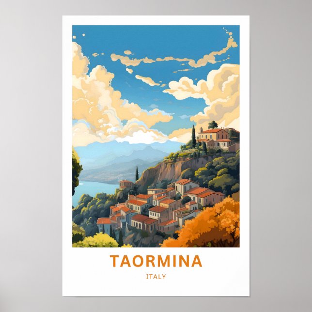 Taormina Italien Travel Skriv ut Poster (Framsidan)
