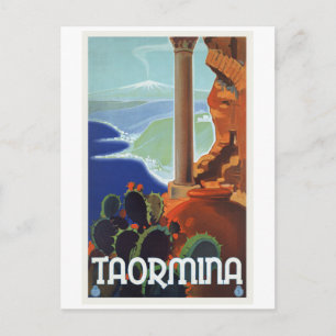 Taormina Italien Vintage resor Europa Vykort