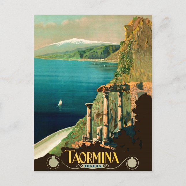 Taormina, Sicilien, Italien, synpunkter på kusten Vykort (Framsida)