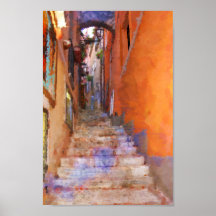 Taormina Sicily Italien Narrow Street Steps Painti