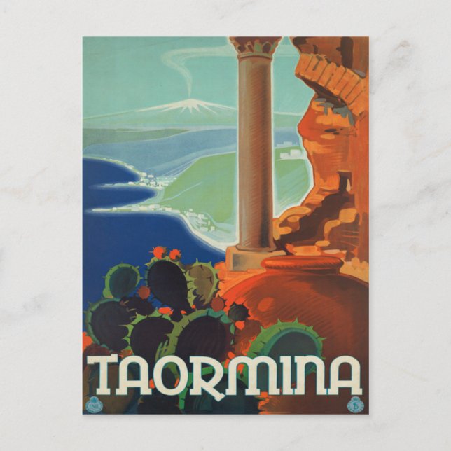 Taormina Sicily Italien VintageTravel Poster Vykort (Framsida)