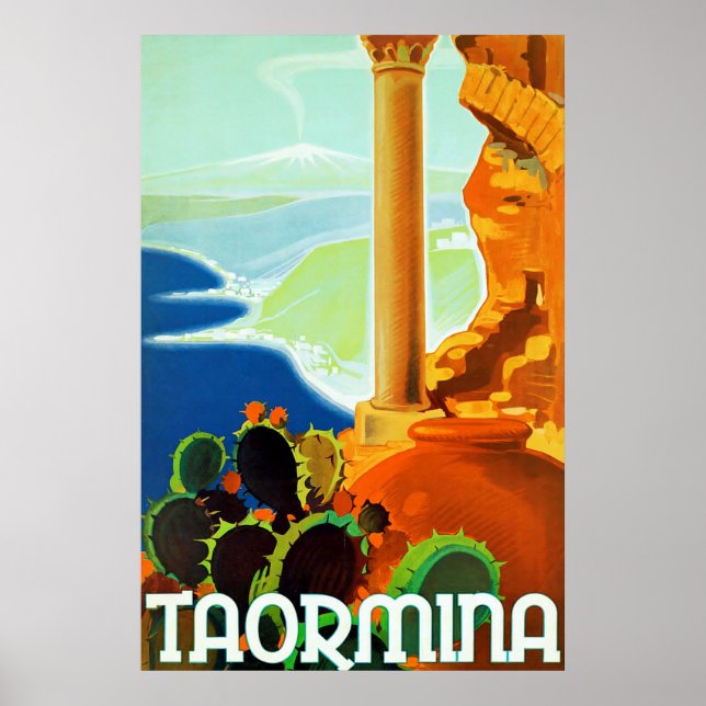 Taormina ~ Vintage Italy Travel Poster (Framsidan)