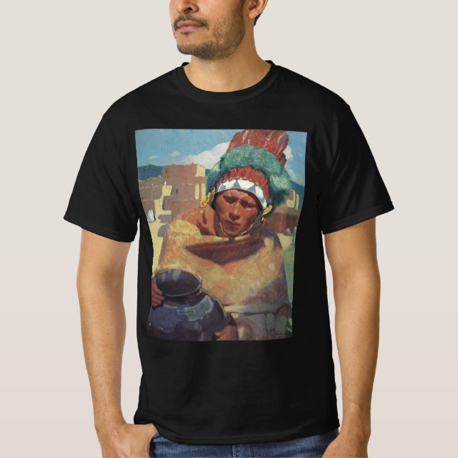 Taos Indian Holding a Vatten Jug by Blumenschein Tee Shirt (Framsida)