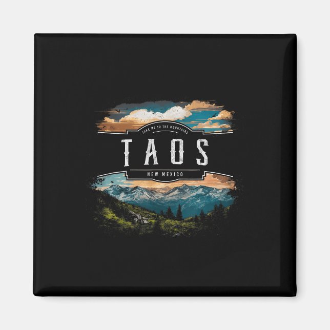 Taos Mountains New Mexico Vandring Utomhus Vintage Magnet (Framsidan)
