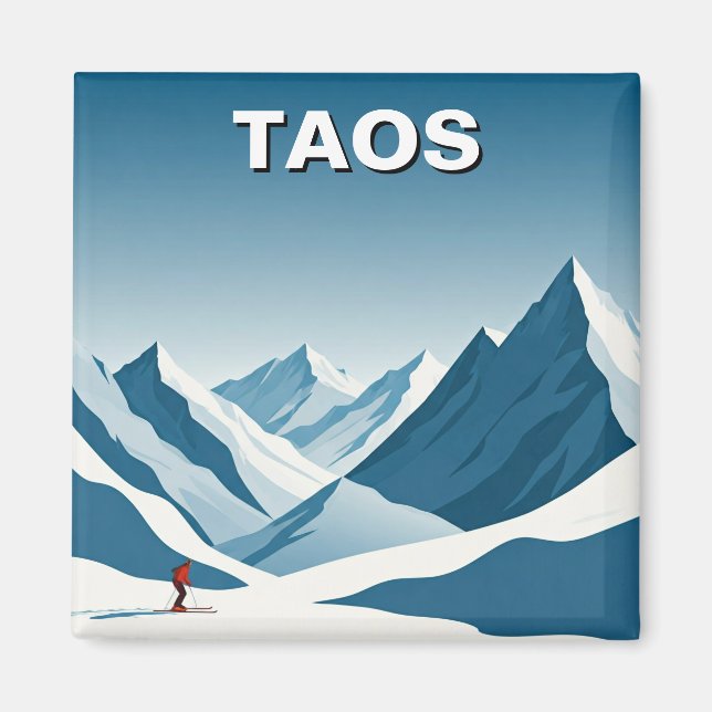 Taos New mexico Skiing Skier Travel Magnet (Framsidan)