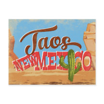 Taos New mexico Tecknad Desert Vintage resor