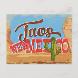 Taos New mexico Tecknad Desert Vintage resor Vykort