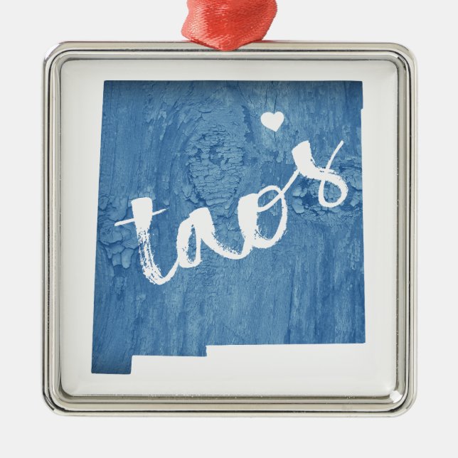 Taos New mexico Wood Grain Julgransprydnad Metall (Framsidan)