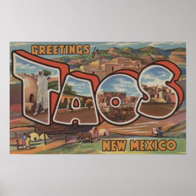 Taos, New MexicoLarge Brev ScenesTaos, NM Poster (Framsidan)
