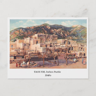 Taos NM, Pueblo, vykort 1940
