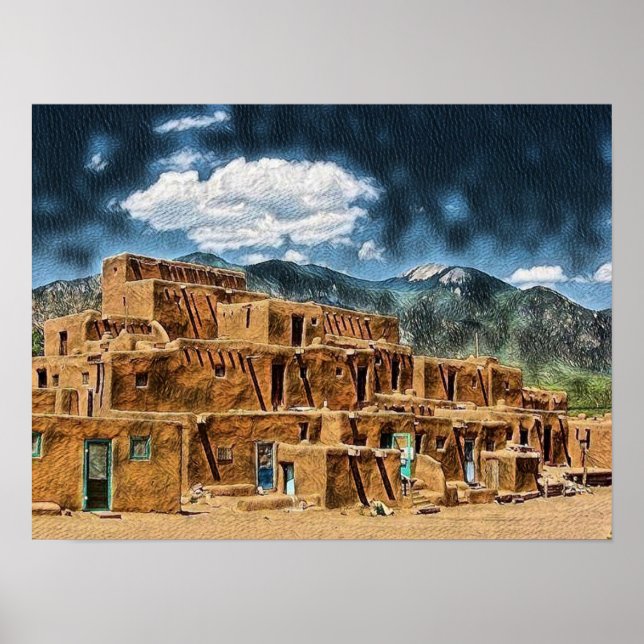Taos Pueblo, New mexico Poster (Framsidan)