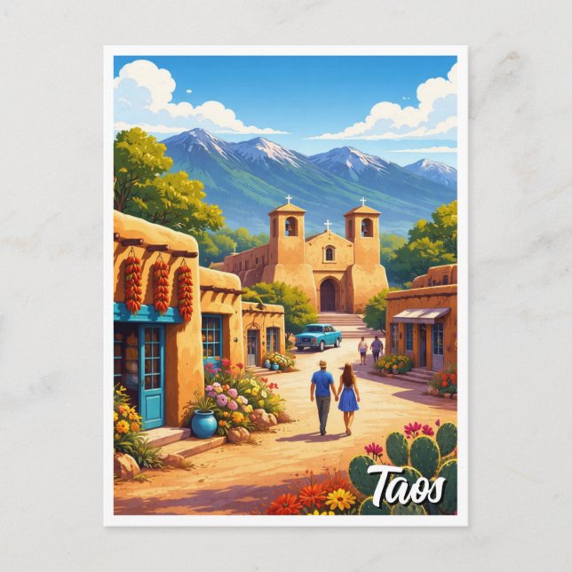 Taos Pueblo New Mexico Vykort (Framsida)