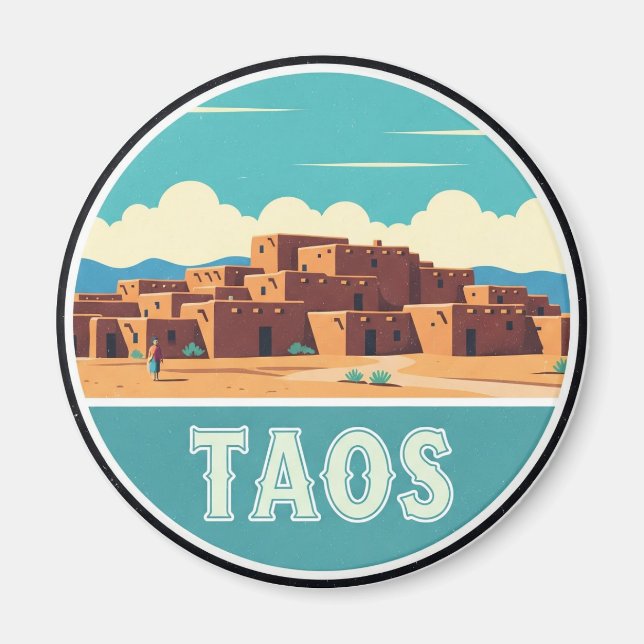 Taos Pueblo New mexico Watercolor Magnet (Framsidan)