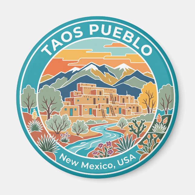 Taos Pueblo USA Magnet (Framsidan)