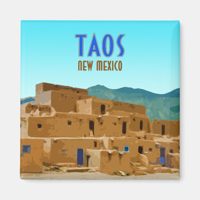 Taos Pueblos New mexico Vintage Magnet (Framsidan)