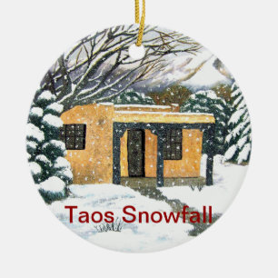 Taos som är ny - mexico Snowfall Julgransprydnad Keramik