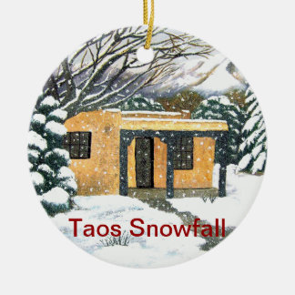 Taos som är ny - mexico Snowfall Julgransprydnad Keramik