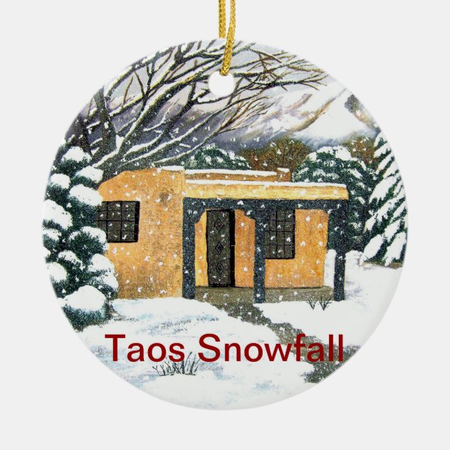 Taos som är ny - mexico Snowfall Julgransprydnad Keramik (Framsidan)