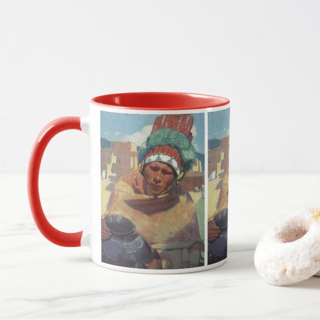 Taosindian hållande en vattenkruka av Blumenschein Mugg (Med munk)