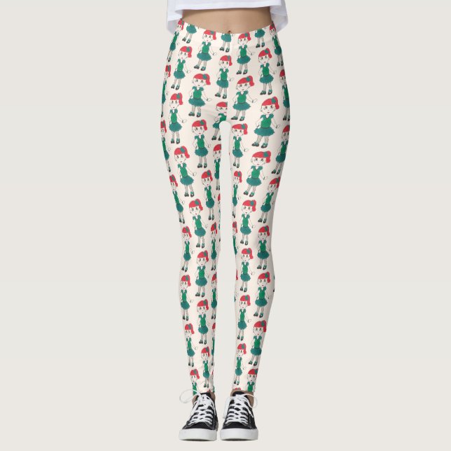 Tap Dance Girl Skäl Teal Costume Tapdansklass Leggings (Framsida)