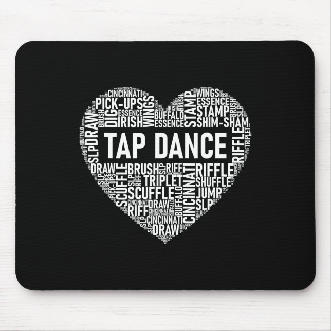 Tap Dance - Hjärtformade Ord Cloud Tap Dancing Musmatta (Framsidan)