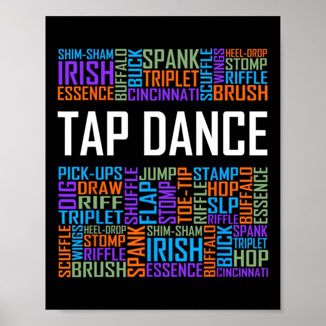 Tap Dance Ord Älskare Gift Tap Dancer Gifts Dancin Poster (Framsidan)