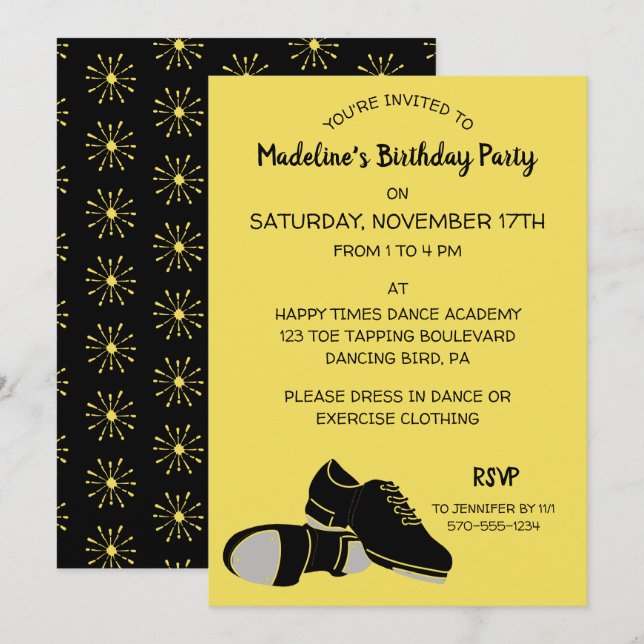 Tap Dance Shoes Dancing ThLED Party Inbjudningar (Fram/baksida)