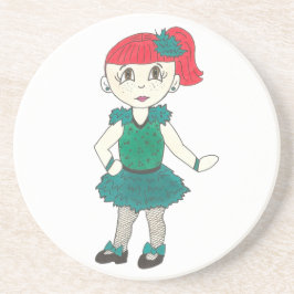 Tap Dancing Girl Rödhårig Freckles Dance Teacher Underlägg Sandsten