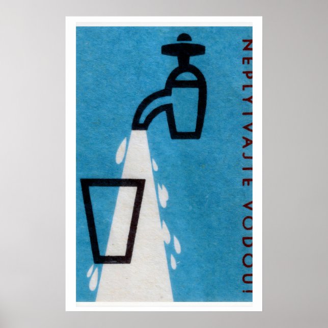 Tap Pouring Glass of Water - Matchbox Print Poster (Framsidan)