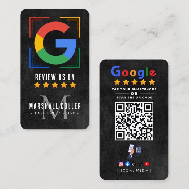 Tap to Review Google Review QR Code Google Ratings Visitkort (Fram/baksida)