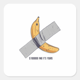 Taped Banana Art Fyrkantigt Klistermärke