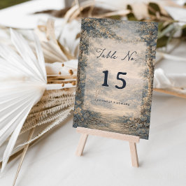 Tapestry Blue Toile Vintage Woodland Table Number Bordsnummer