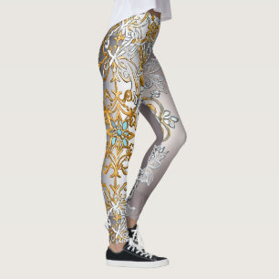 Tapestry Kaleidoscope guld och Silver Snöre Leggings