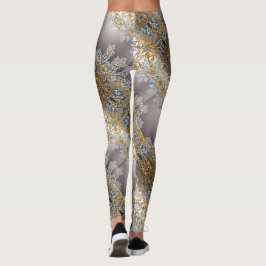Tapestry Kaleidoscope guld och Silver Snöre Leggings