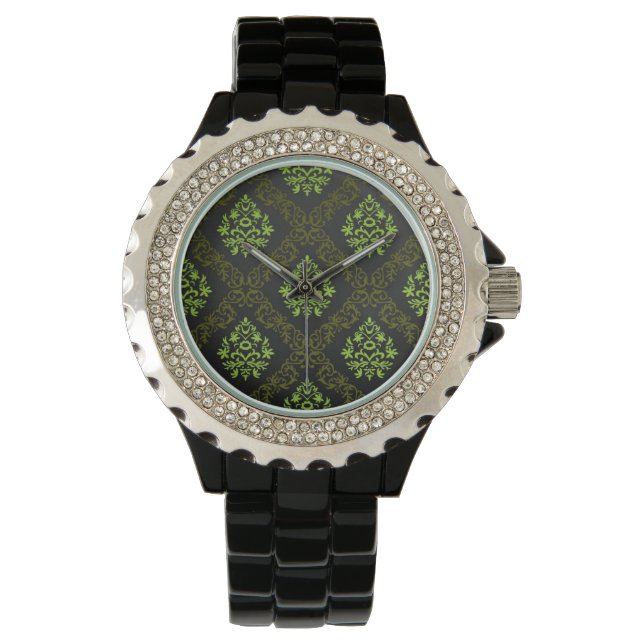 Tapet Blommigt Grönt Armbandsur (Framsida)