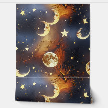 Tapet - Eldigt Orange Celestial Moon