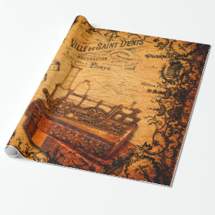 Tapet för vintageSteampunk tåg Presentpapper