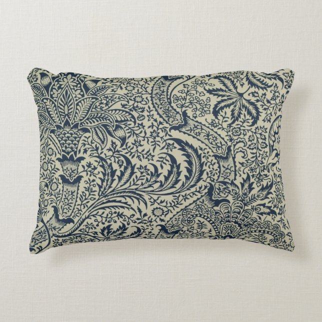 Tapet med marinblå sjögrässtildesign prydnadskudde (Framsidan)