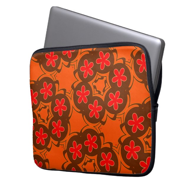 tapet-orange,röd 1970 laptop fodral (Framsidan Vänster)