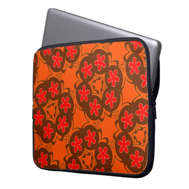 tapet-orange,röd 1970 laptop fodral (Framsidan Vänster)