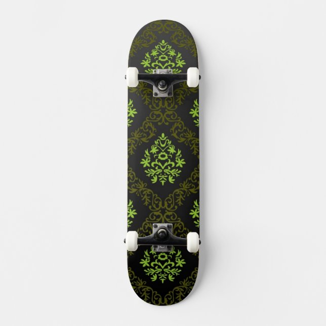 Tapetblommigtgrönt Skateboard Bräda 19,5 Cm (Framsida)