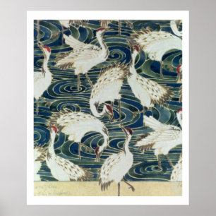 Tapetdesign, vid silverstudion, c.1890 poster